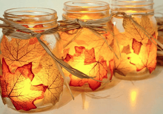 Autumn leaf mason jar