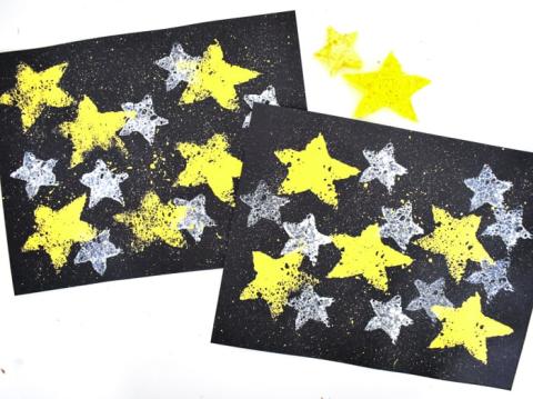 sponge painting stars