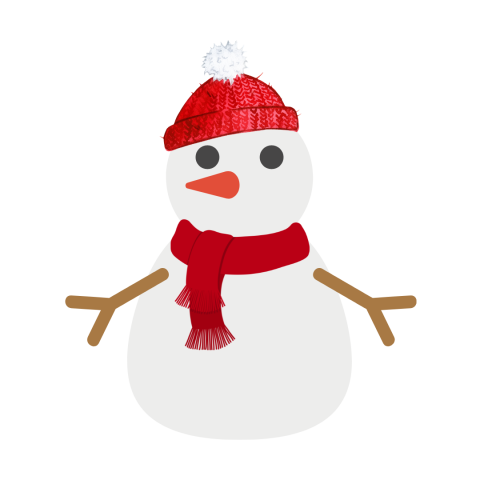 Snowman in a red hat and scarf