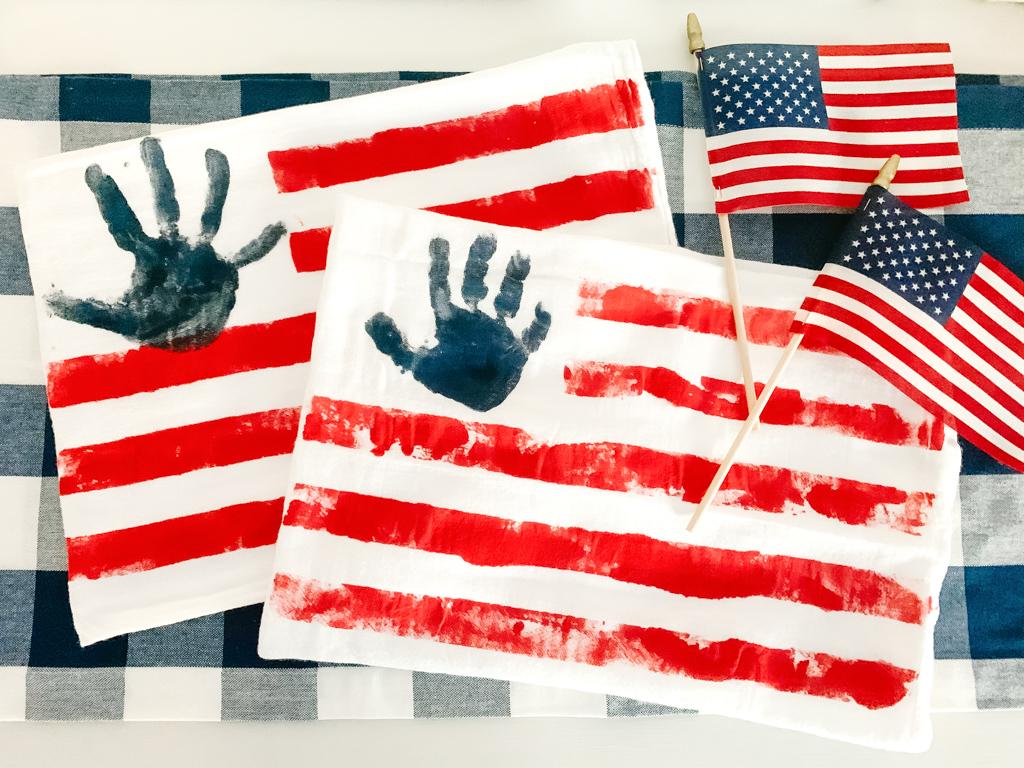 Handprint USA flags