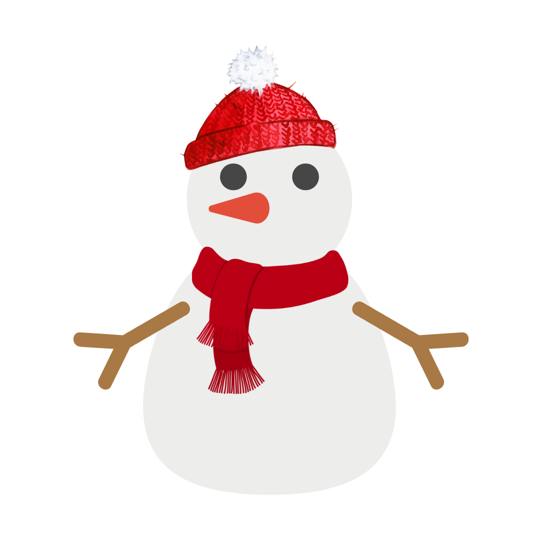 Snowman in a red hat and scarf