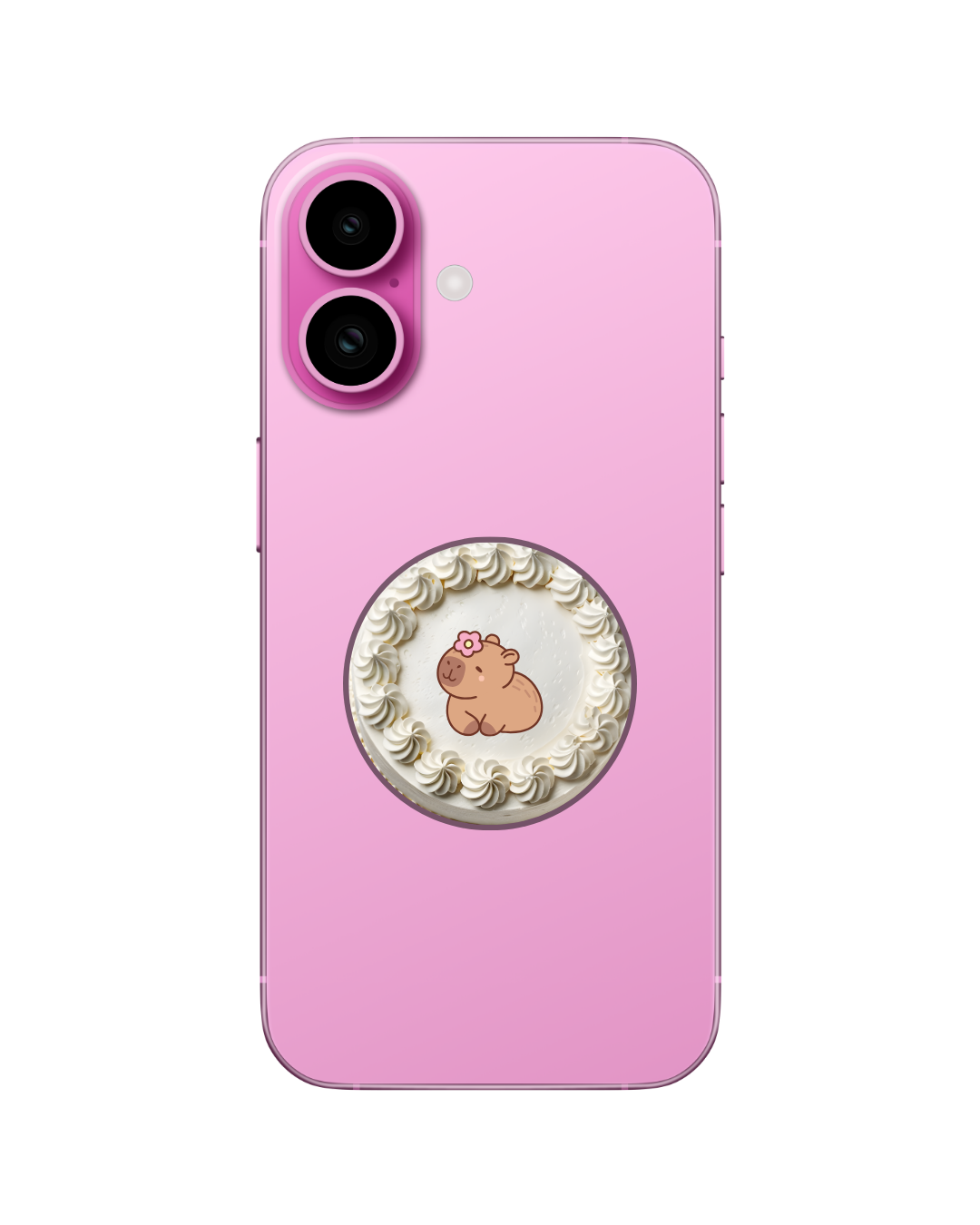 pink iphone with popsocket