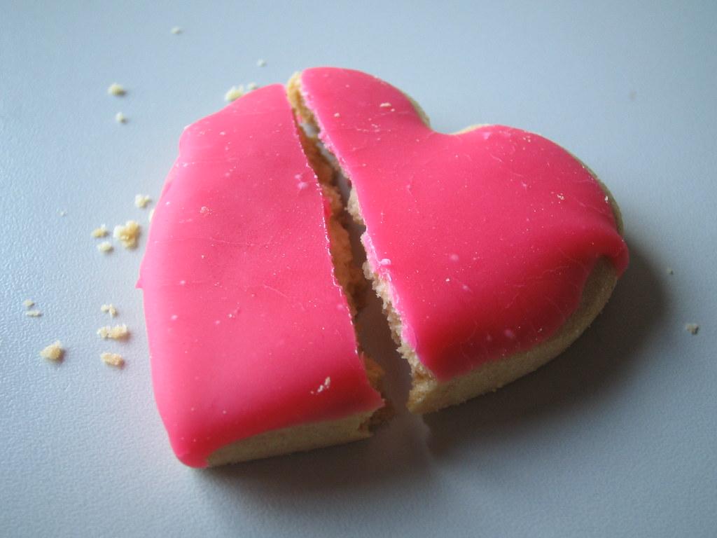 Broken Heart Cookie with Pink Icing